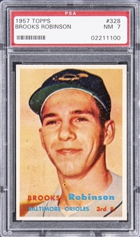1957 Topps #328 Brooks Robinson Rookie Card - PSA NM 7